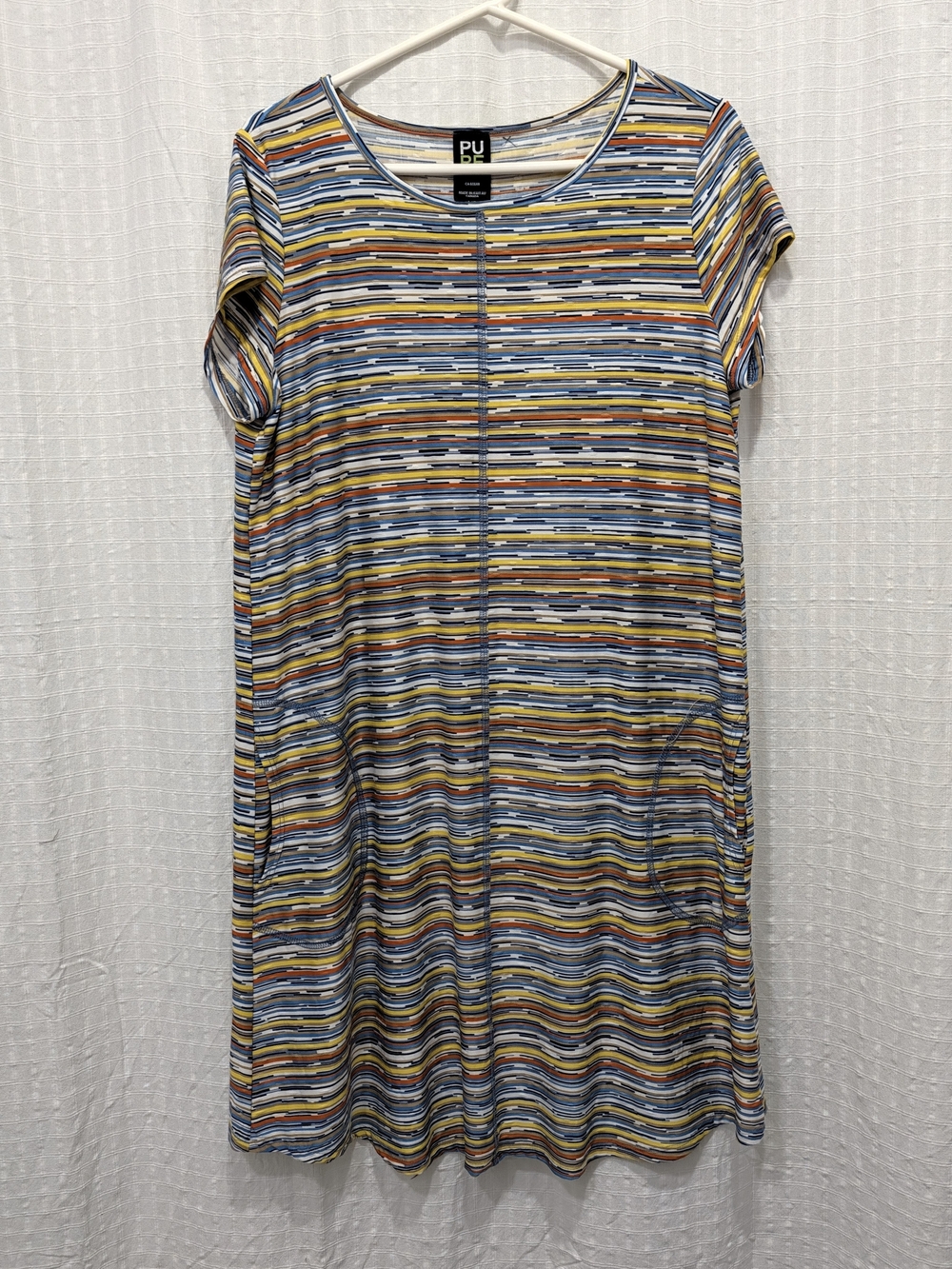 Pure Essence Urbanology Shift T Shirt Dress Striped Pockets Large